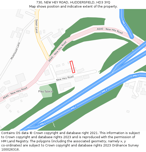 730, NEW HEY ROAD, HUDDERSFIELD, HD3 3YQ: Location map and indicative extent of plot