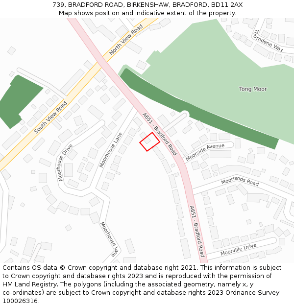 739, BRADFORD ROAD, BIRKENSHAW, BRADFORD, BD11 2AX: Location map and indicative extent of plot