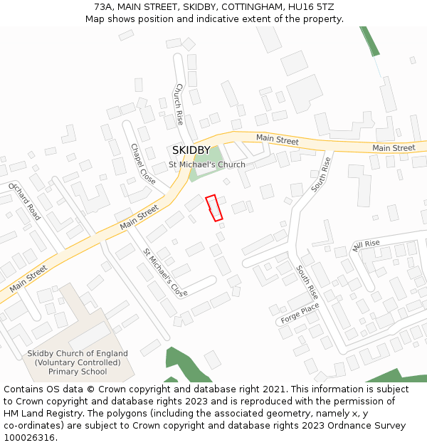 73A, MAIN STREET, SKIDBY, COTTINGHAM, HU16 5TZ: Location map and indicative extent of plot