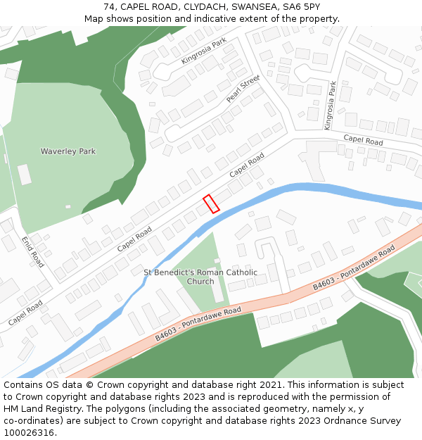 74, CAPEL ROAD, CLYDACH, SWANSEA, SA6 5PY: Location map and indicative extent of plot