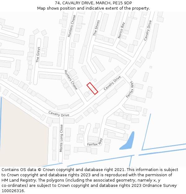 74, CAVALRY DRIVE, MARCH, PE15 9DP: Location map and indicative extent of plot