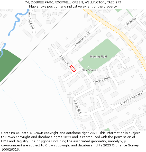 74, DOBREE PARK, ROCKWELL GREEN, WELLINGTON, TA21 9RT: Location map and indicative extent of plot