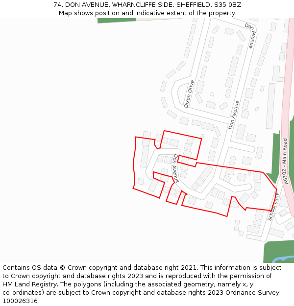 74, DON AVENUE, WHARNCLIFFE SIDE, SHEFFIELD, S35 0BZ: Location map and indicative extent of plot