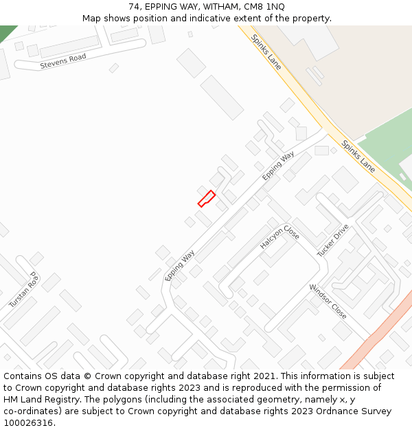 74, EPPING WAY, WITHAM, CM8 1NQ: Location map and indicative extent of plot
