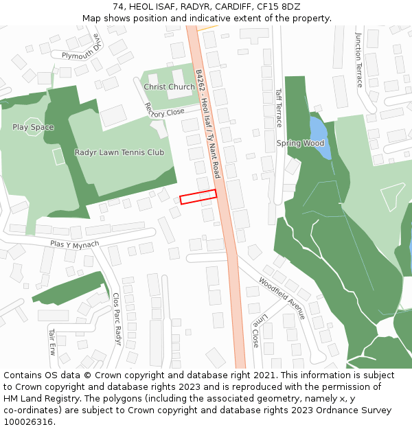 74, HEOL ISAF, RADYR, CARDIFF, CF15 8DZ: Location map and indicative extent of plot