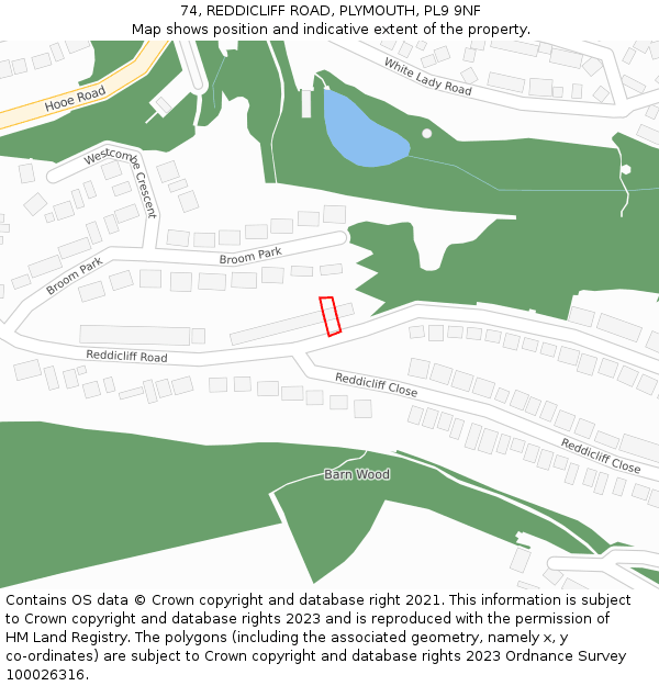 74, REDDICLIFF ROAD, PLYMOUTH, PL9 9NF: Location map and indicative extent of plot