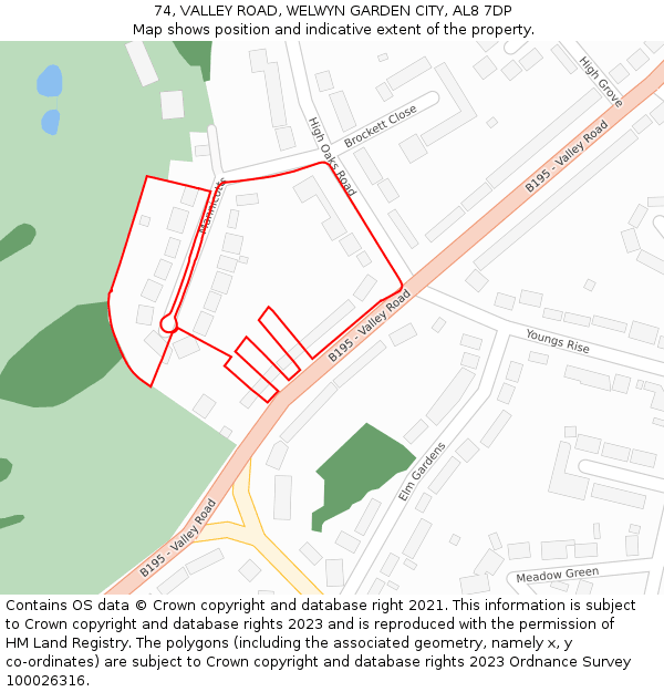 74, VALLEY ROAD, WELWYN GARDEN CITY, AL8 7DP: Location map and indicative extent of plot