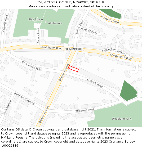 74, VICTORIA AVENUE, NEWPORT, NP19 8LR: Location map and indicative extent of plot