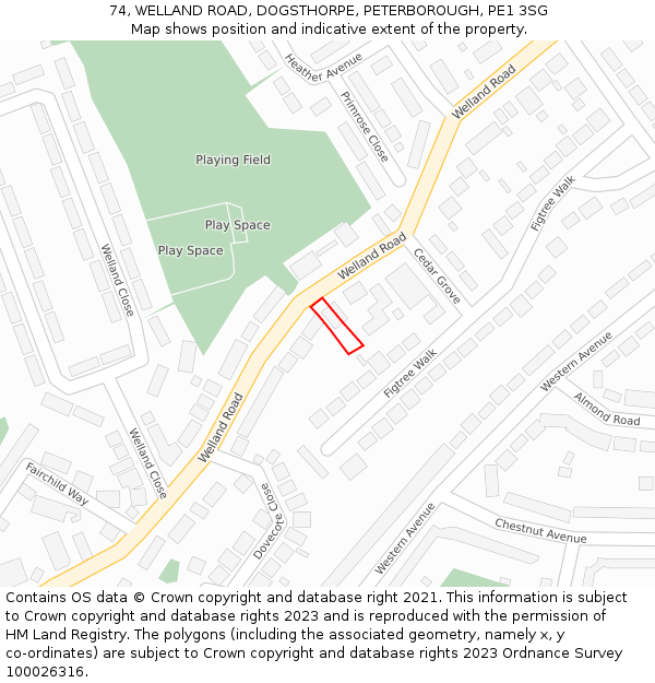 74, WELLAND ROAD, DOGSTHORPE, PETERBOROUGH, PE1 3SG: Location map and indicative extent of plot