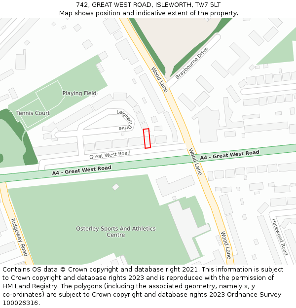 742, GREAT WEST ROAD, ISLEWORTH, TW7 5LT: Location map and indicative extent of plot