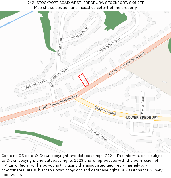 742, STOCKPORT ROAD WEST, BREDBURY, STOCKPORT, SK6 2EE: Location map and indicative extent of plot