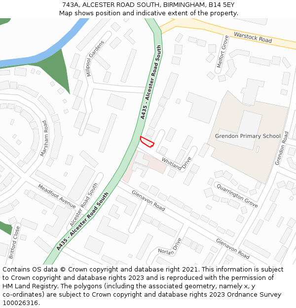 743A, ALCESTER ROAD SOUTH, BIRMINGHAM, B14 5EY: Location map and indicative extent of plot