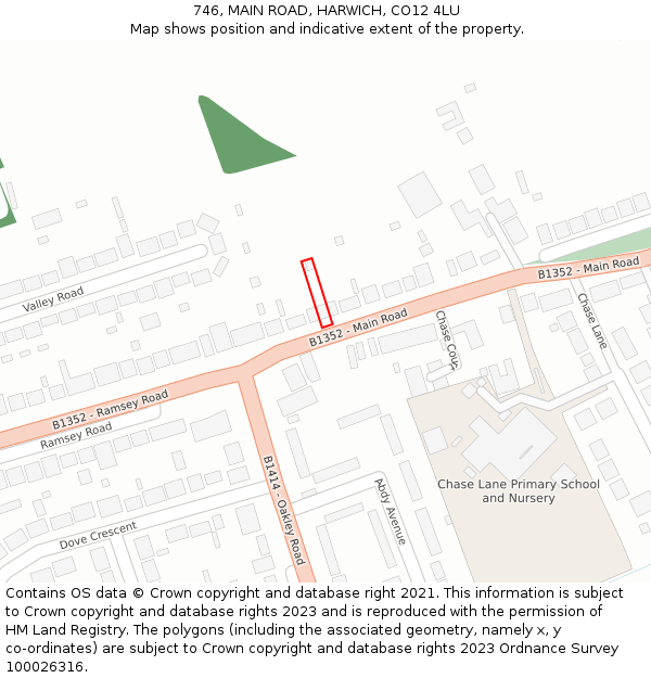 746, MAIN ROAD, HARWICH, CO12 4LU: Location map and indicative extent of plot