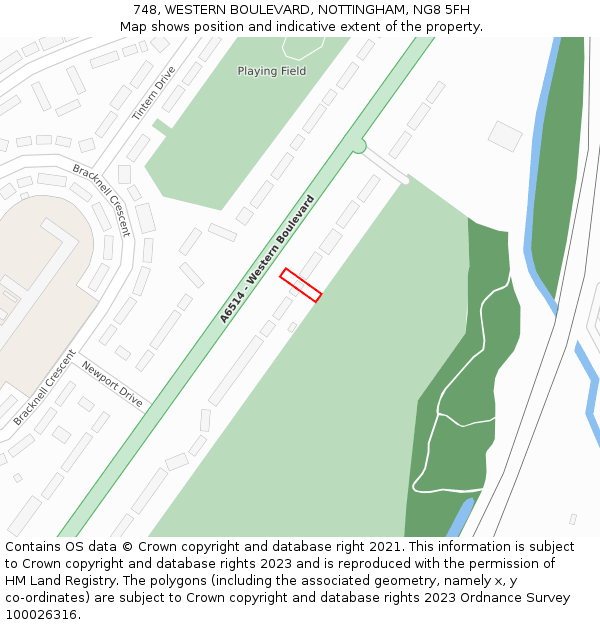 748, WESTERN BOULEVARD, NOTTINGHAM, NG8 5FH: Location map and indicative extent of plot