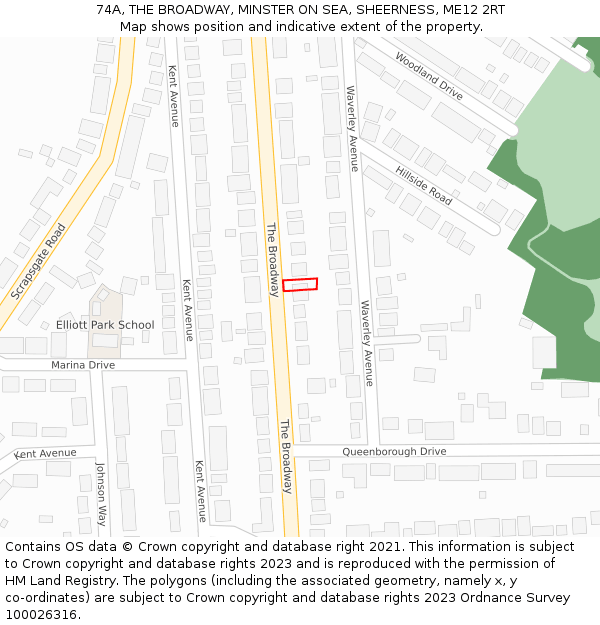 74A, THE BROADWAY, MINSTER ON SEA, SHEERNESS, ME12 2RT: Location map and indicative extent of plot