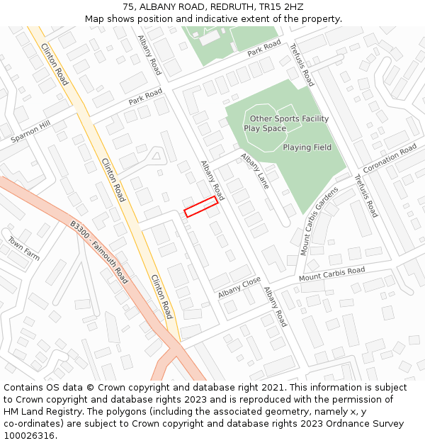 75, ALBANY ROAD, REDRUTH, TR15 2HZ: Location map and indicative extent of plot