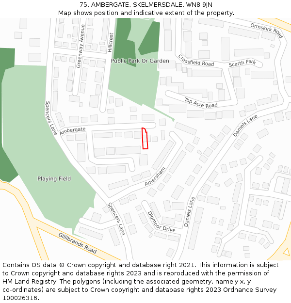 75, AMBERGATE, SKELMERSDALE, WN8 9JN: Location map and indicative extent of plot