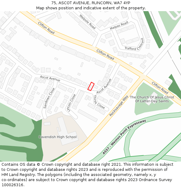 75, ASCOT AVENUE, RUNCORN, WA7 4YP: Location map and indicative extent of plot