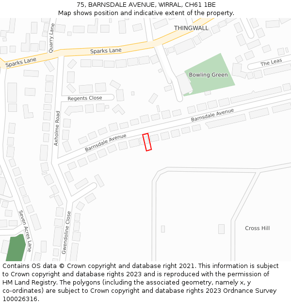 75, BARNSDALE AVENUE, WIRRAL, CH61 1BE: Location map and indicative extent of plot