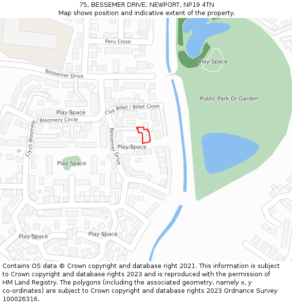 75, BESSEMER DRIVE, NEWPORT, NP19 4TN: Location map and indicative extent of plot