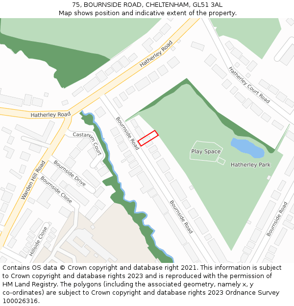75, BOURNSIDE ROAD, CHELTENHAM, GL51 3AL: Location map and indicative extent of plot