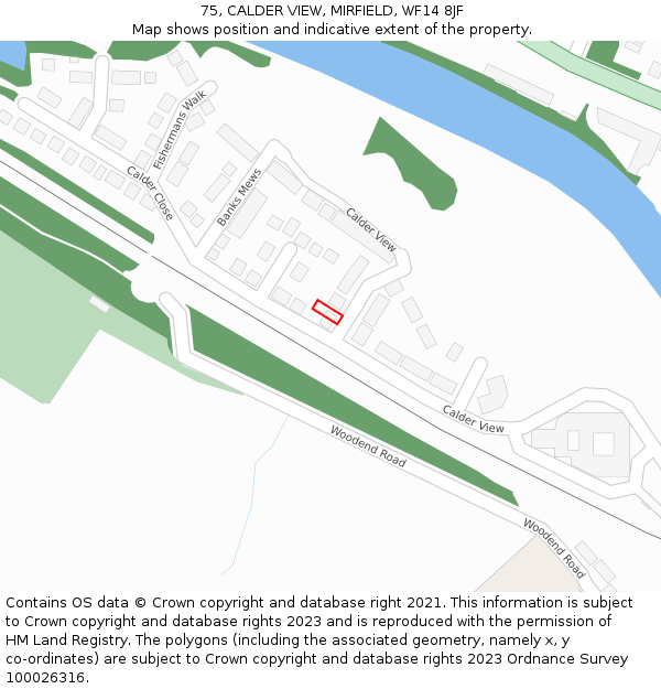 75, CALDER VIEW, MIRFIELD, WF14 8JF: Location map and indicative extent of plot
