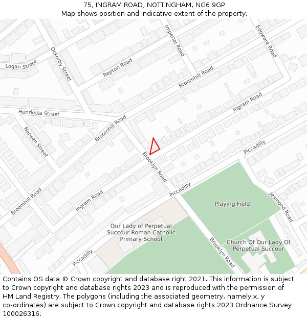 75, INGRAM ROAD, NOTTINGHAM, NG6 9GP: Location map and indicative extent of plot