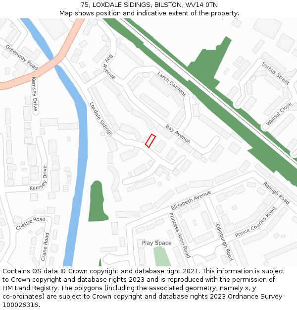 75, LOXDALE SIDINGS, BILSTON, WV14 0TN: Location map and indicative extent of plot