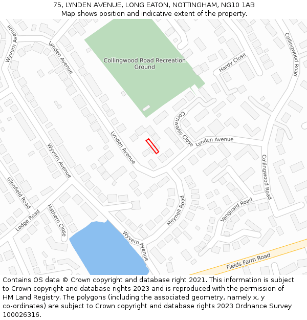 75, LYNDEN AVENUE, LONG EATON, NOTTINGHAM, NG10 1AB: Location map and indicative extent of plot