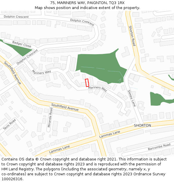 75, MARINERS WAY, PAIGNTON, TQ3 1RX: Location map and indicative extent of plot