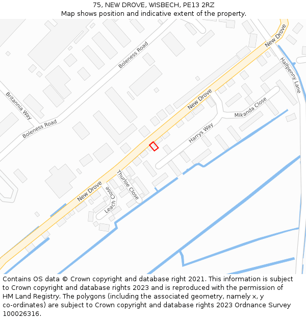 75, NEW DROVE, WISBECH, PE13 2RZ: Location map and indicative extent of plot