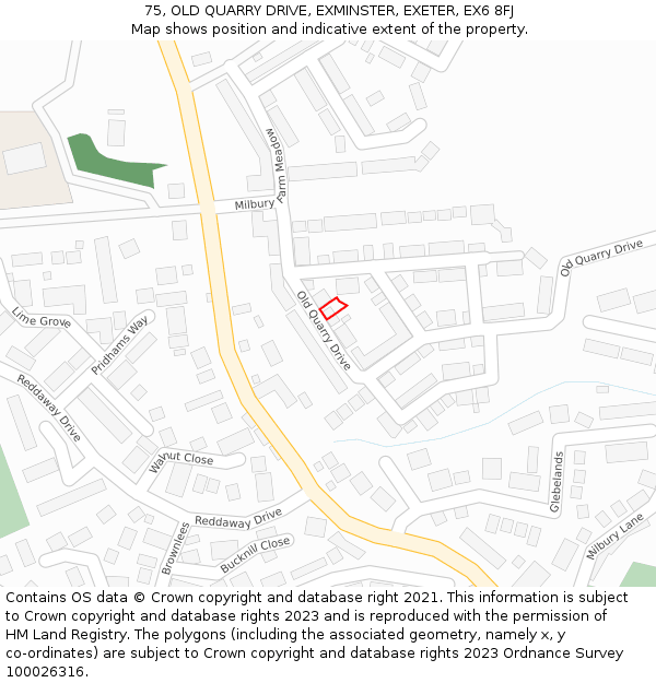 75, OLD QUARRY DRIVE, EXMINSTER, EXETER, EX6 8FJ: Location map and indicative extent of plot