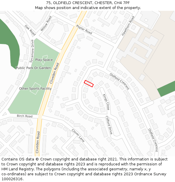 75, OLDFIELD CRESCENT, CHESTER, CH4 7PF: Location map and indicative extent of plot