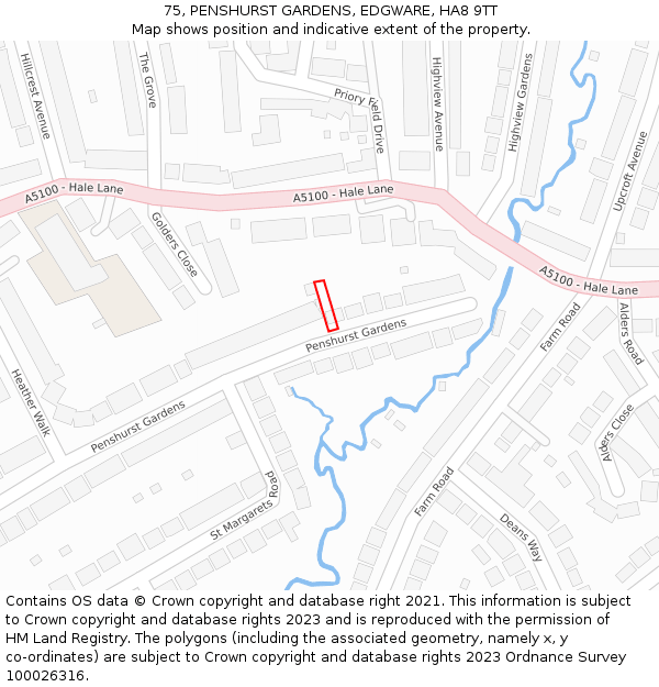 75, PENSHURST GARDENS, EDGWARE, HA8 9TT: Location map and indicative extent of plot