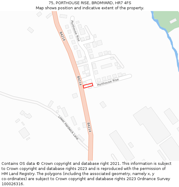 75, PORTHOUSE RISE, BROMYARD, HR7 4FS: Location map and indicative extent of plot