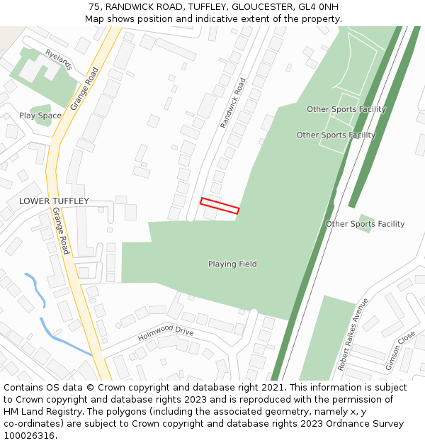 75, RANDWICK ROAD, TUFFLEY, GLOUCESTER, GL4 0NH: Location map and indicative extent of plot