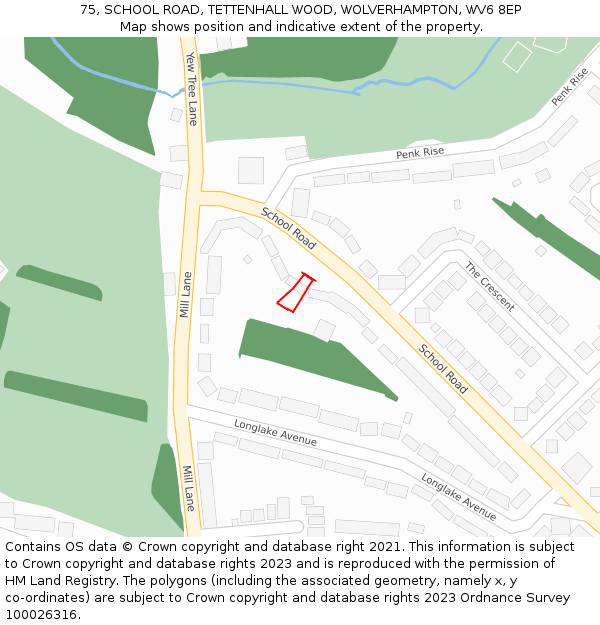 75, SCHOOL ROAD, TETTENHALL WOOD, WOLVERHAMPTON, WV6 8EP: Location map and indicative extent of plot