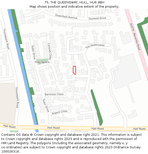 75, THE QUEENSWAY, HULL, HU6 9BH: Location map and indicative extent of plot