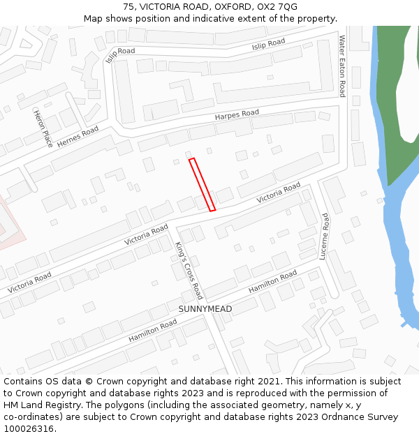 75, VICTORIA ROAD, OXFORD, OX2 7QG: Location map and indicative extent of plot