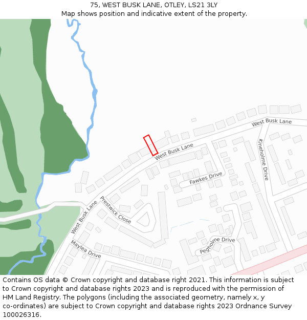 75, WEST BUSK LANE, OTLEY, LS21 3LY: Location map and indicative extent of plot