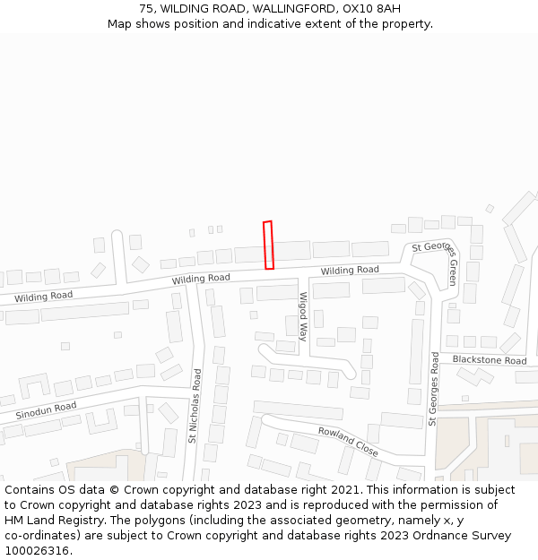 75, WILDING ROAD, WALLINGFORD, OX10 8AH: Location map and indicative extent of plot