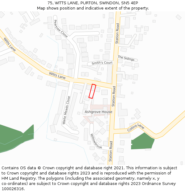 75, WITTS LANE, PURTON, SWINDON, SN5 4EP: Location map and indicative extent of plot