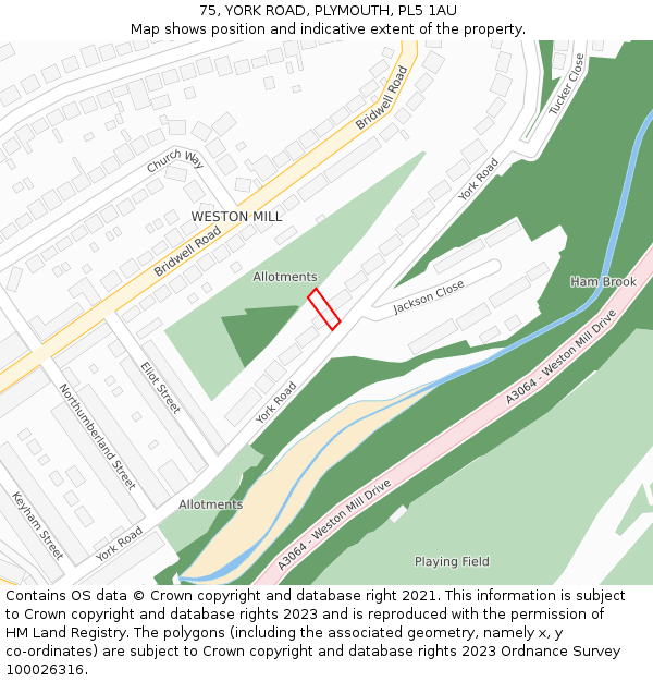 75, YORK ROAD, PLYMOUTH, PL5 1AU: Location map and indicative extent of plot