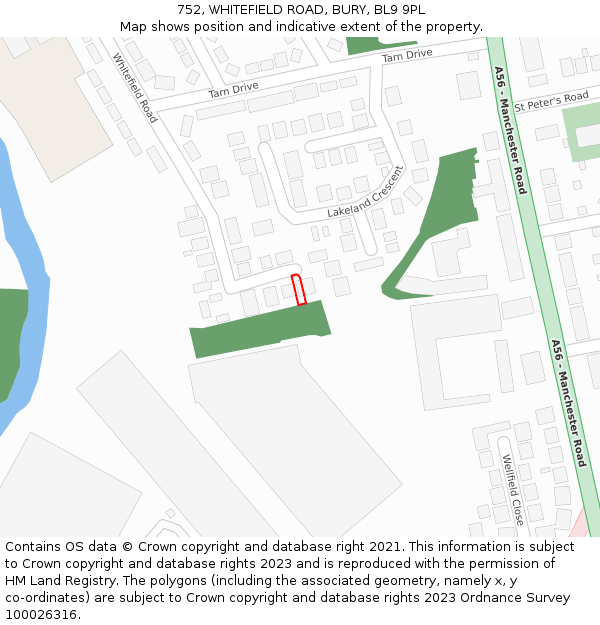 752, WHITEFIELD ROAD, BURY, BL9 9PL: Location map and indicative extent of plot