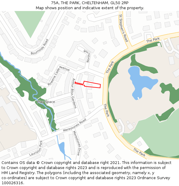 75A, THE PARK, CHELTENHAM, GL50 2RP: Location map and indicative extent of plot