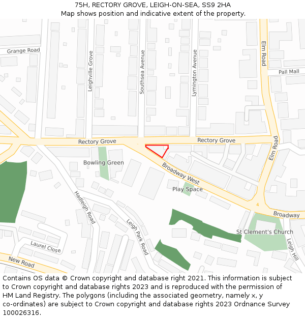 75H, RECTORY GROVE, LEIGH-ON-SEA, SS9 2HA: Location map and indicative extent of plot