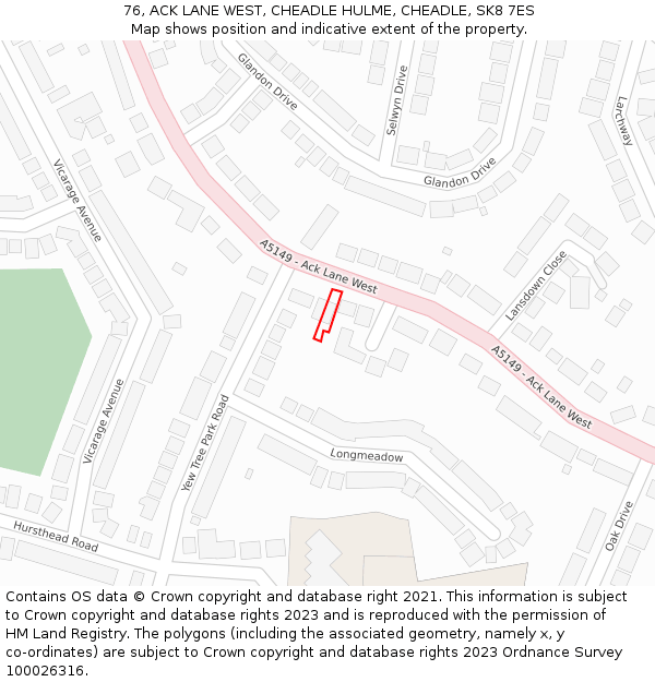 76, ACK LANE WEST, CHEADLE HULME, CHEADLE, SK8 7ES: Location map and indicative extent of plot