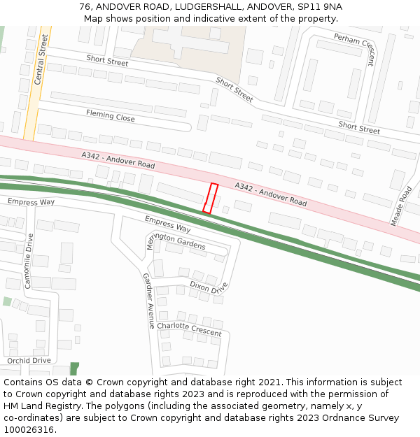 76, ANDOVER ROAD, LUDGERSHALL, ANDOVER, SP11 9NA: Location map and indicative extent of plot