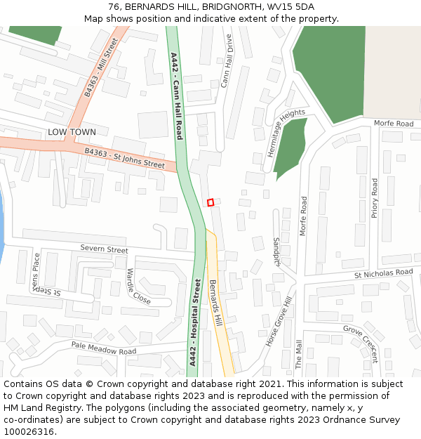 76, BERNARDS HILL, BRIDGNORTH, WV15 5DA: Location map and indicative extent of plot