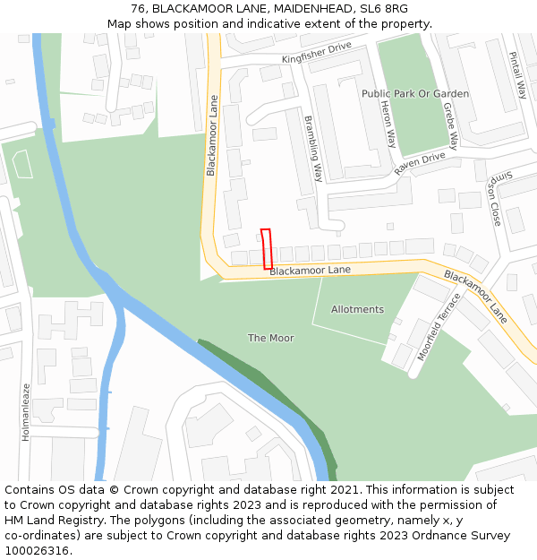 76, BLACKAMOOR LANE, MAIDENHEAD, SL6 8RG: Location map and indicative extent of plot